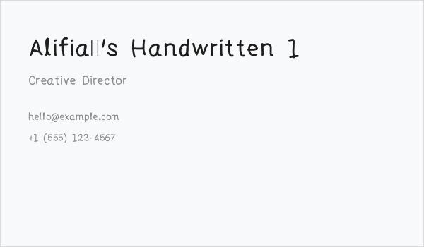 Alifia's Handwritten 1 Business Card
