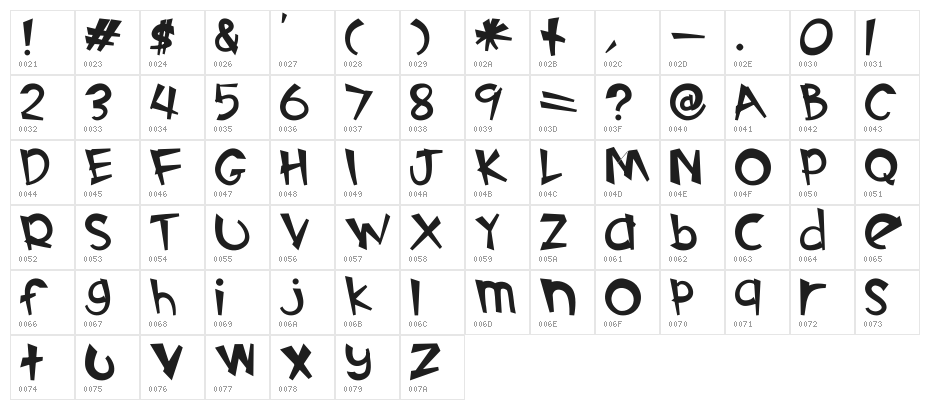 Alin Cartoon I Character Map