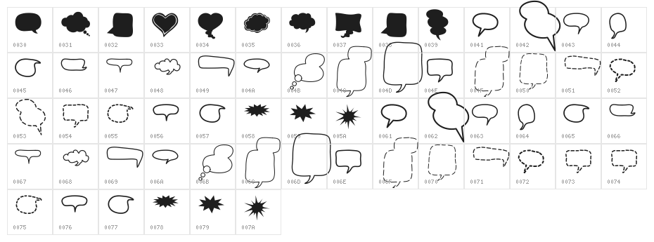 Alin Speech Bubbles 2 Character Map