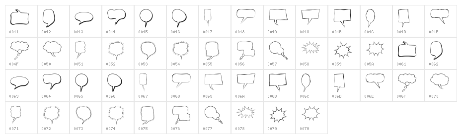 Alin Speech Bubbles Character Map