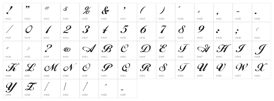 Alison Regular Character Map