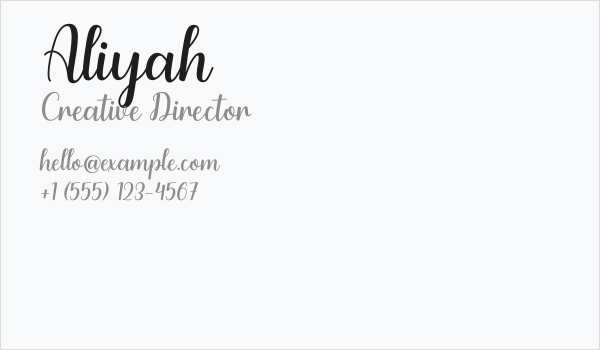 Aliyah Business Card
