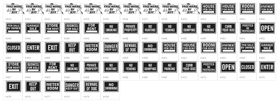 All-Purpose Signs JL Character Map