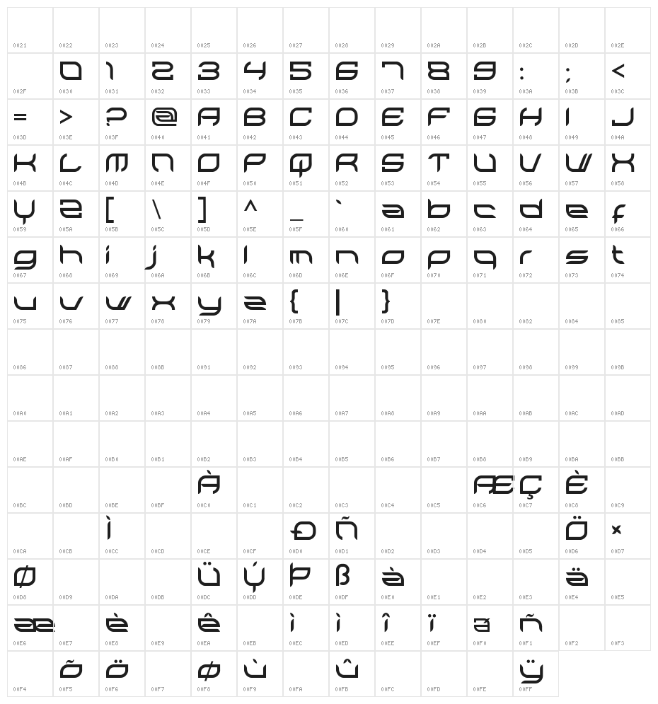 Allegias Bold Character Map