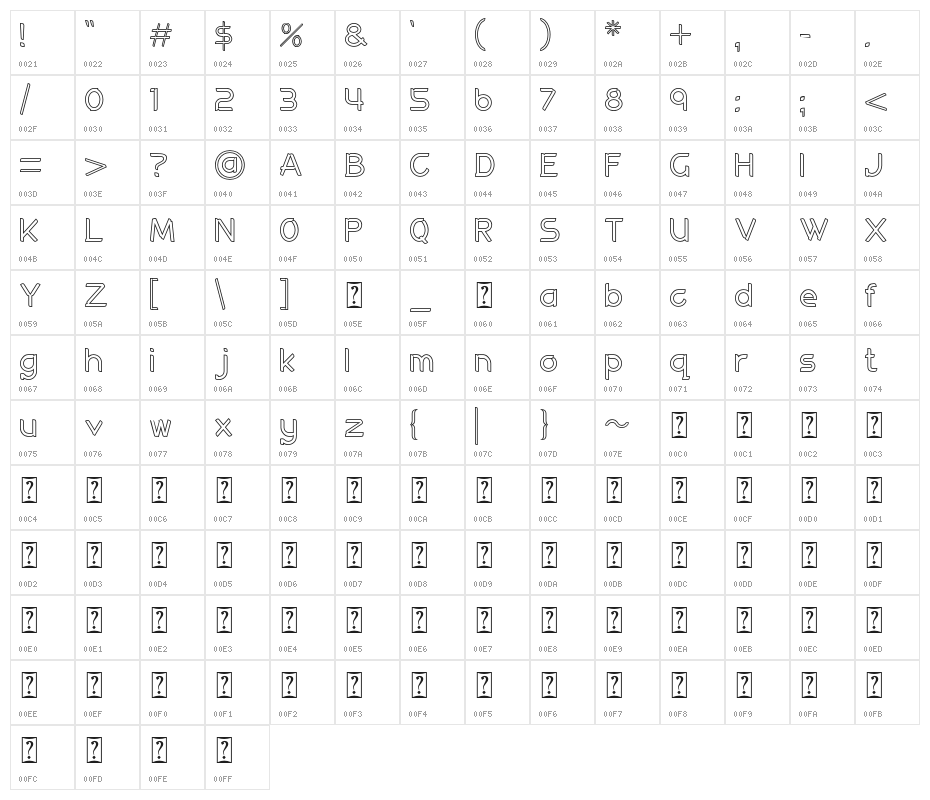 AllenatoreRegularOutline Character Map