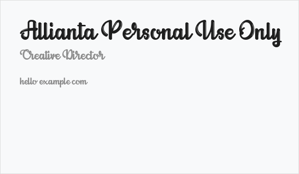 Allianta Personal Use Only Business Card