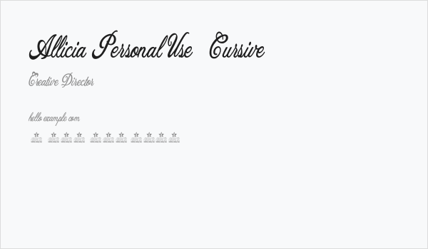 Allicia Personal Use   Cursive Business Card