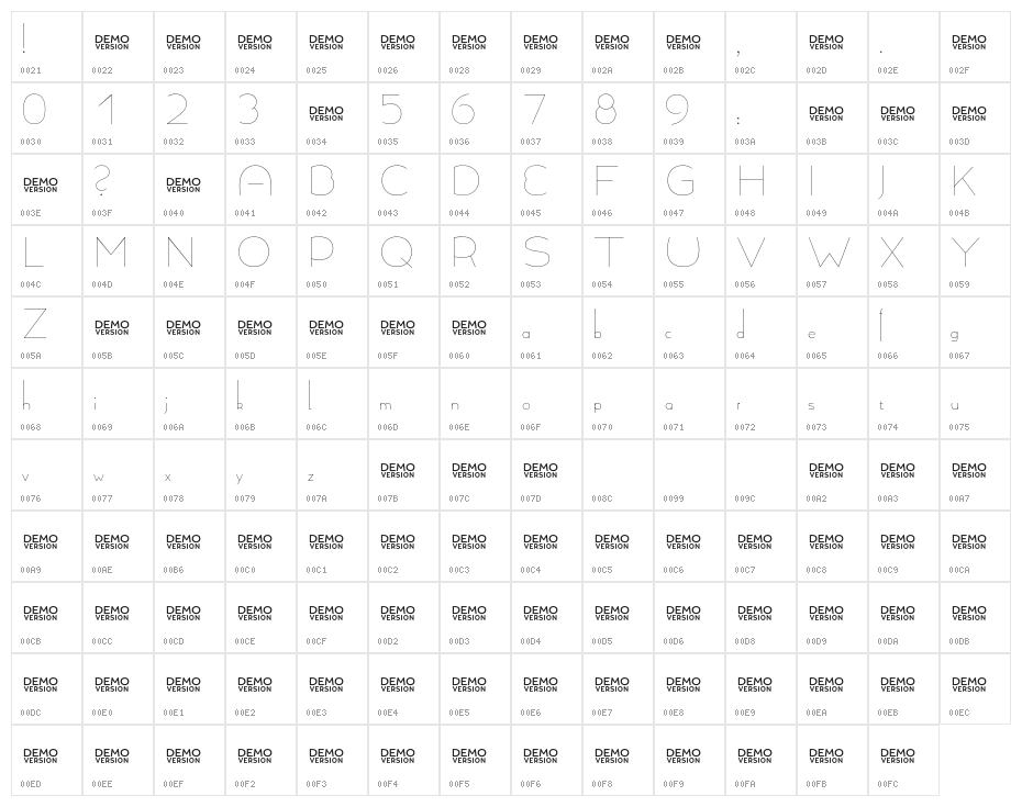 Allioideae-Demo Regular Character Map