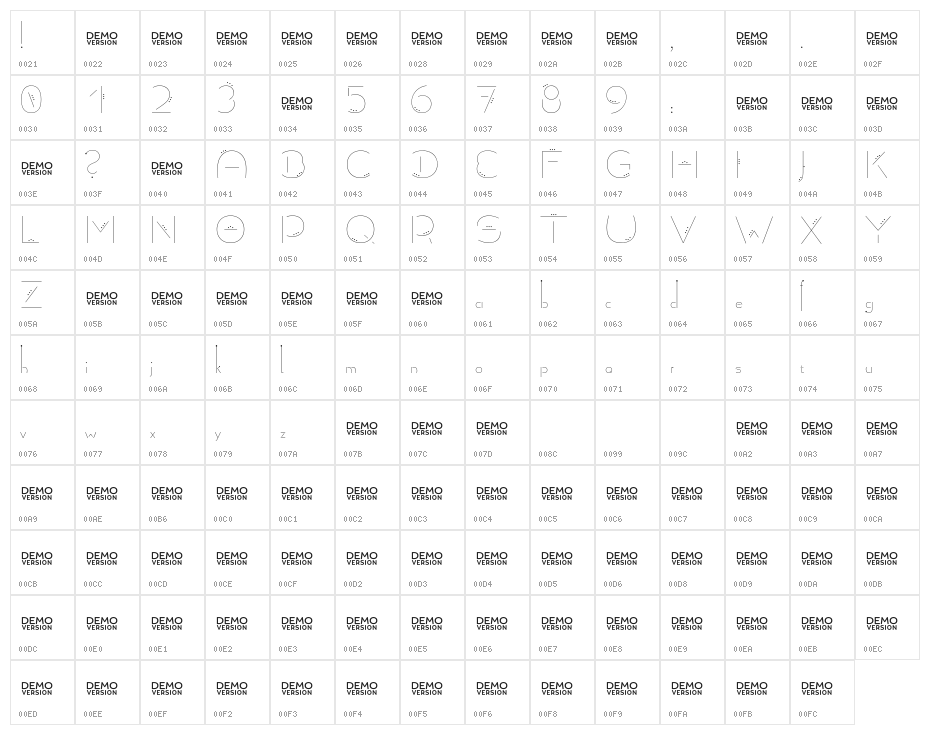 Allioideae-Demo StencilDot Character Map