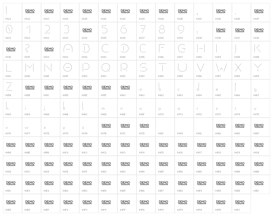 Allioideae-Demo Stencil Character Map
