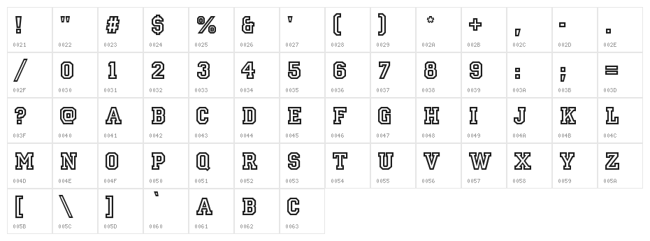 Allstar Regular Character Map