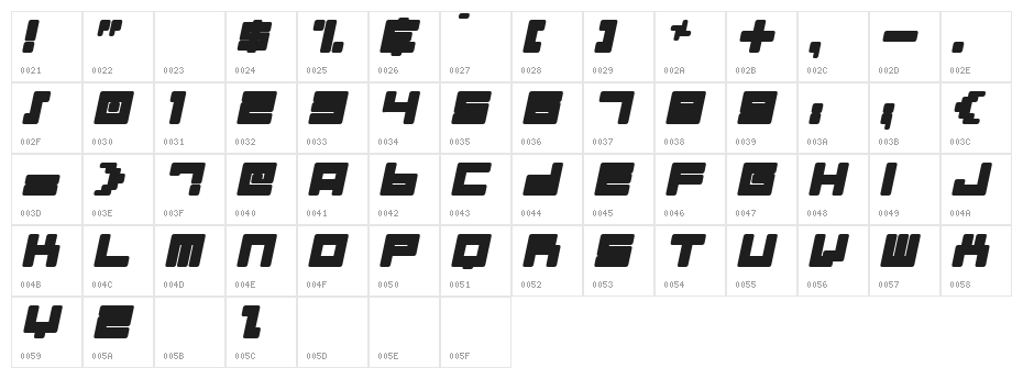 Almanaque Italic Character Map