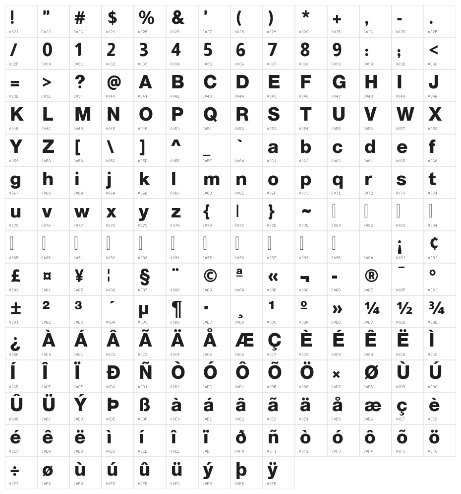Almarai Extrabold Character Map