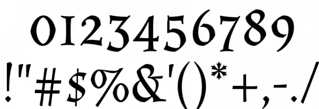 Almendra Regular Font OTHER CHARS