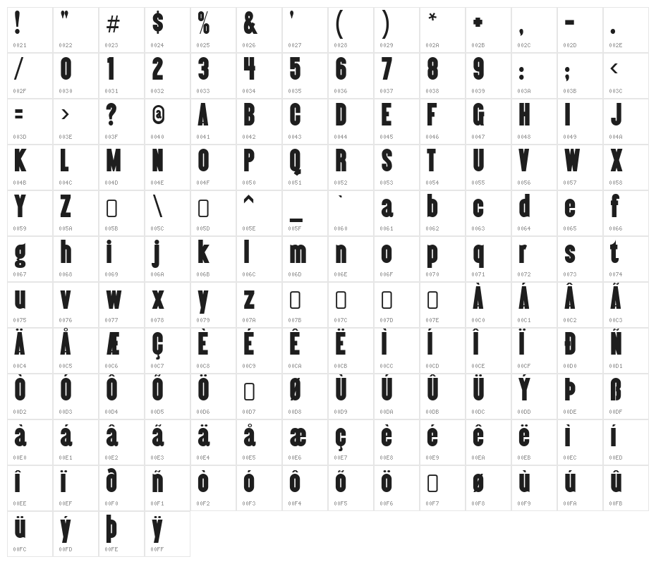 Almonte-Regular Character Map
