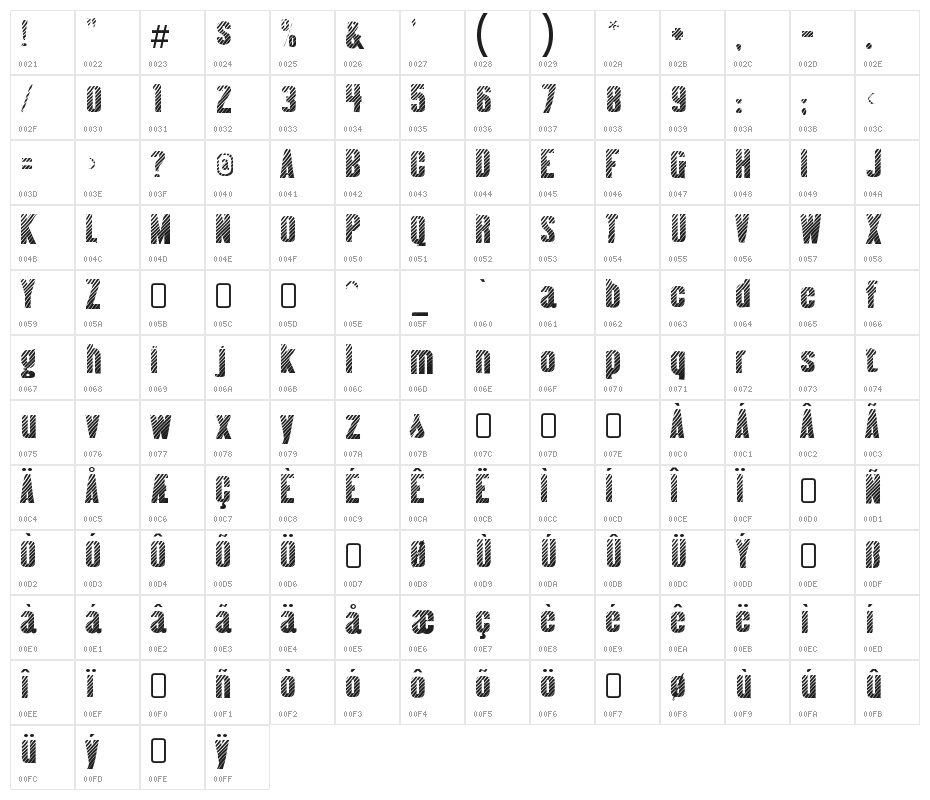 AlmonteWoodgrain-Regular Character Map