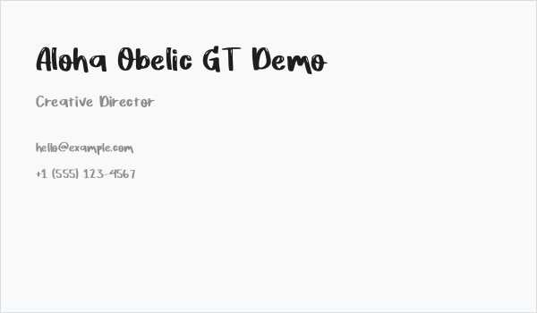 Aloha Obelic GT Demo Business Card