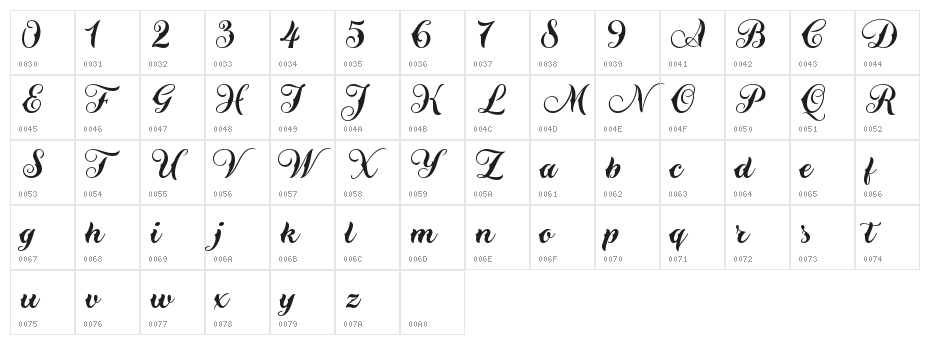 Alone Together Script Demo Regular Character Map