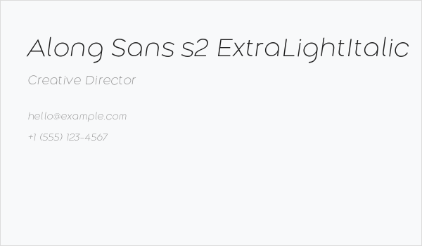 Along Sans s2 ExtraLightItalic Business Card