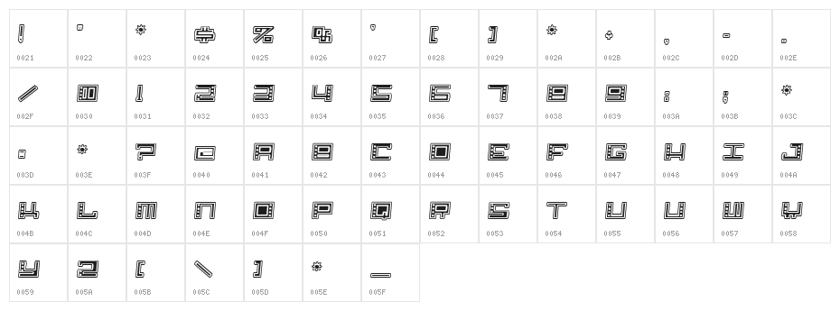 Alpha  CLOWN Character Map