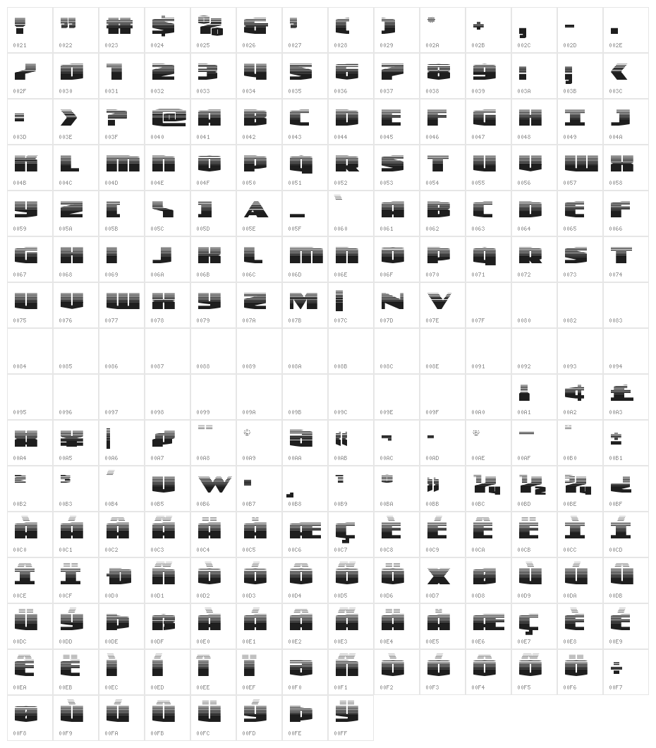 Alpha Century Halftone Character Map