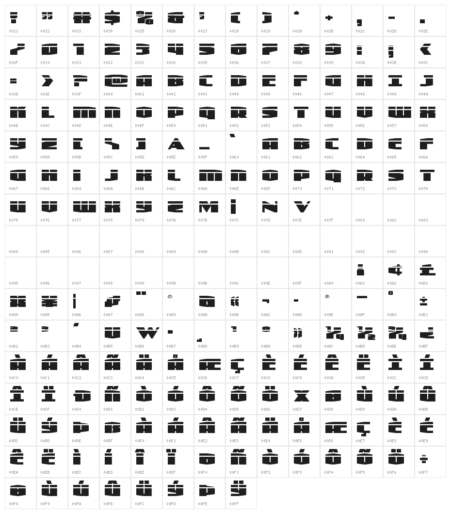 Alpha Century Laser Character Map