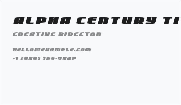 Alpha Century Title Italic Business Card