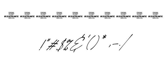 Alpha Danthe PERSONAL USE Italic Font OTHER CHARS