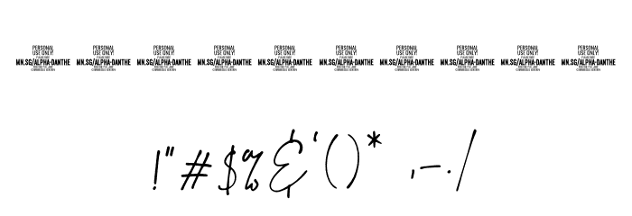 Alpha Danthe PERSONAL USE Regular Font OTHER CHARS