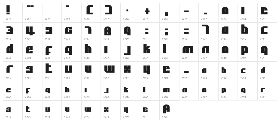 Alpha Flight Solid Small Caps Character Map