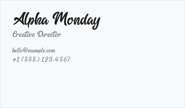 Alpha Monday Business Card