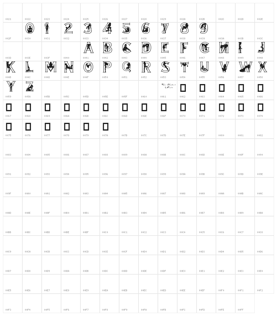 Alpha-Silouettes 2 Character Map