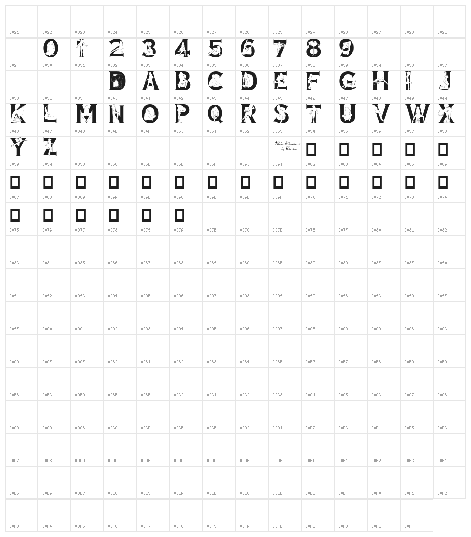 Alpha Silouettes 3   Character Map