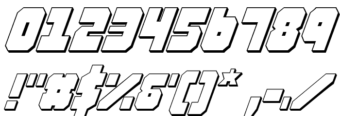 Alpha Taurus 3D Italic Font OTHER CHARS