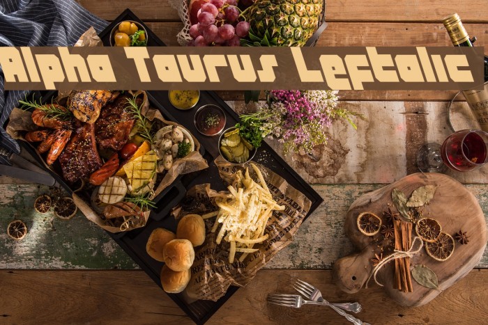Alpha Taurus Leftalic Font examples