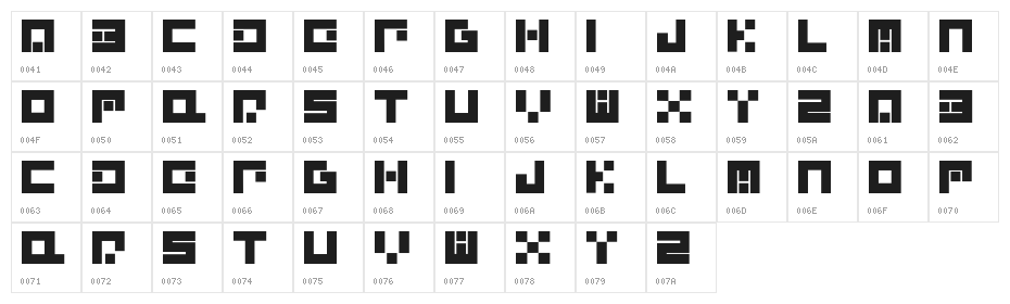 AlphaQuantumGlyphset-Regular Character Map