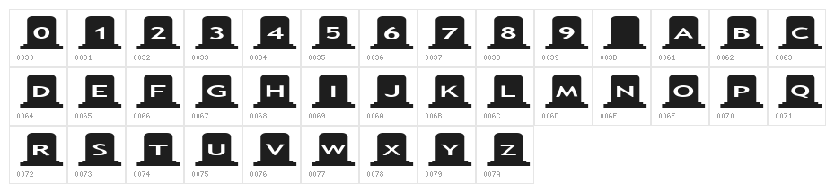 AlphaShapes gravestones Character Map