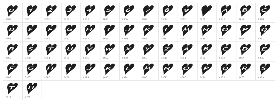 AlphaShapes hearts 2a Character Map