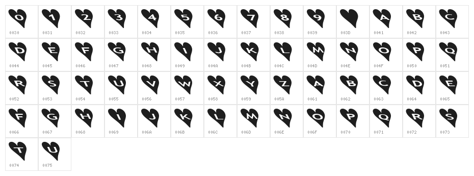 AlphaShapes hearts 2b Character Map