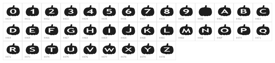 AlphaShapes pumpkins Character Map