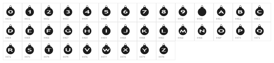 AlphaShapes xmas balls Character Map