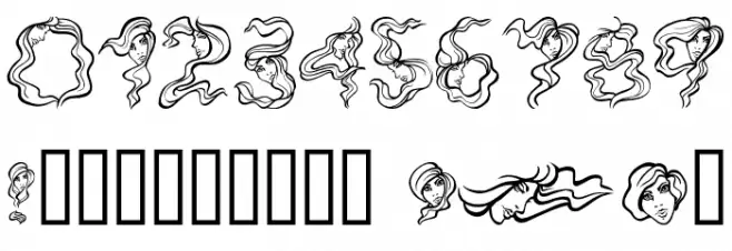 AlphaWomanHair Font OTHER CHARS