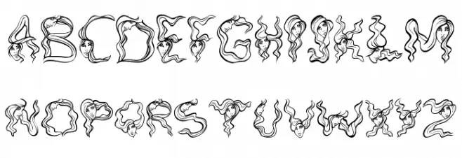 AlphaWomanHair Schriftart Groß