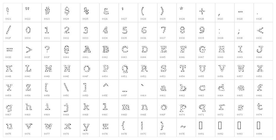 AlphabeticSprinklesLight Character Map
