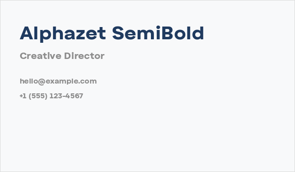 Alphazet SemiBold Business Card