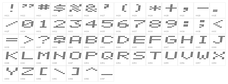 Alpine 7558S Character Map