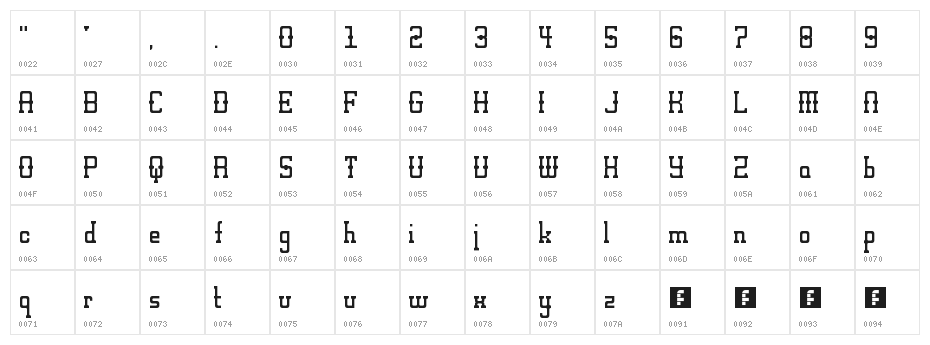 Alt West Regular Character Map