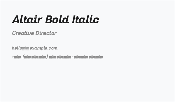Altair Bold Italic Business Card