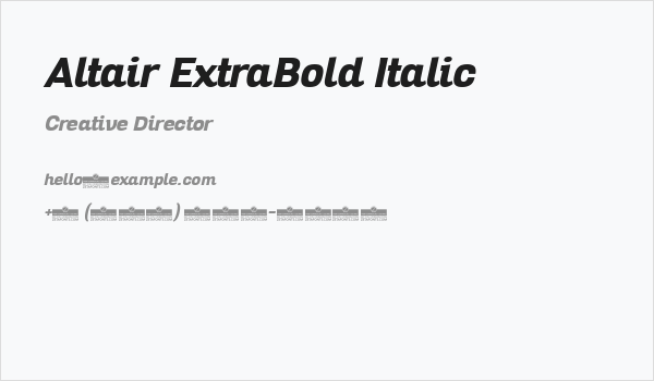 Altair ExtraBold Italic Business Card