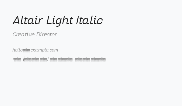 Altair Light Italic Business Card
